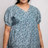 Feeding Frock Alia Cut, Free Size, Ankle Length, Tie-Up, Puff Sleeve Sleepwear in Softest Cotton Fabric (Bra Size 34"-38" | 50”-52″ length)